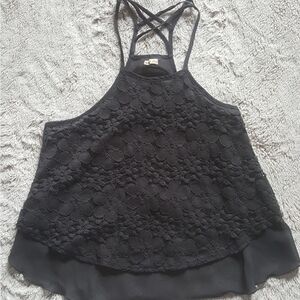 Hollister gray lace shirt Size Small